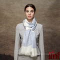 Yarn Dyed Blue White Stripe Fashion Wool Scarf Wholesale